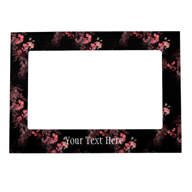 Elegant Black Pink Floral Design Magnetic Frame (Front)