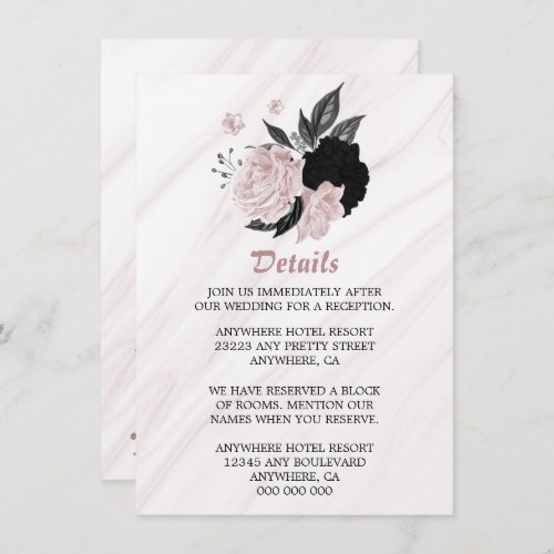 Elegant black pink flowers detail enclosure card