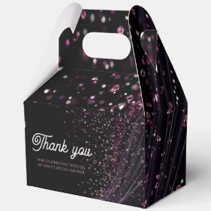 Elegant Black Pink Glitter Bridal Shower Favor Box