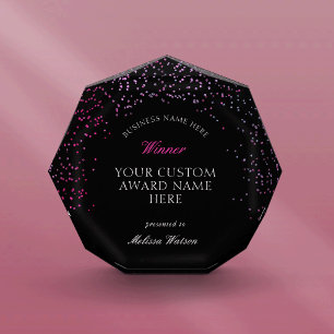 Elegant Black & Pink Glitter Business Winner Acrylic Award