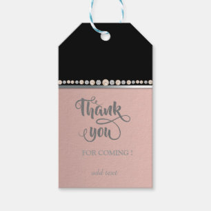 Elegant Black,Pink Glittery,Diamonds Thank You Gift Tags