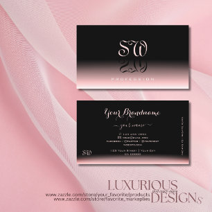 Elegant Black Pink Gradient Shadow Font Monogram Business Card