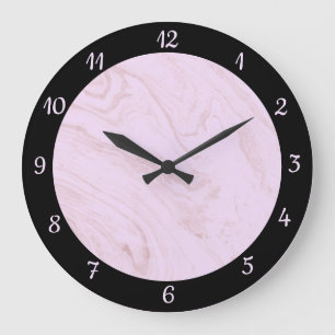 Elegant Black Pink Marble Trendy Large Clock