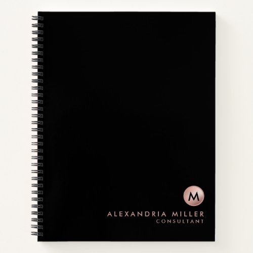 Elegant Black Pink Monogram Notebook