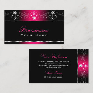 Elegant Black Pink Ornate Ornaments Sparkle Jewels Business Card
