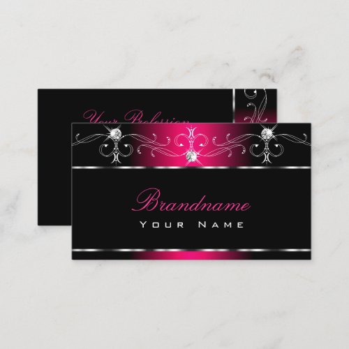 Elegant Black Pink Ornate Ornaments Sparkle Jewels Business Card