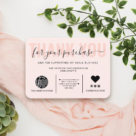 Elegant Black Pink Script Logo Customer Thank You Business Card