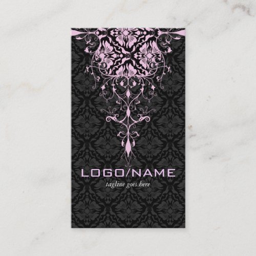 Elegant Black &amp; Pink TonesVintage Floral Damasks Business Cards