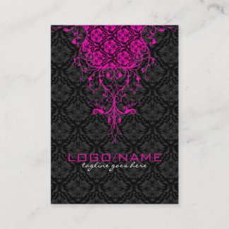 Elegant Black & Pink Vintage Floral Damasks Business Card