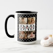 Elegant Black Polka Dot 4-Photo Custom Dad Gift