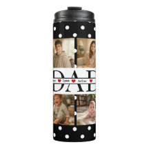 Elegant Black Polka Dot 4-Photo Custom Dad Gift