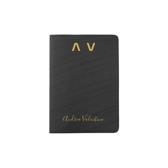 Elegant Black Premium Passport Holder (Front)