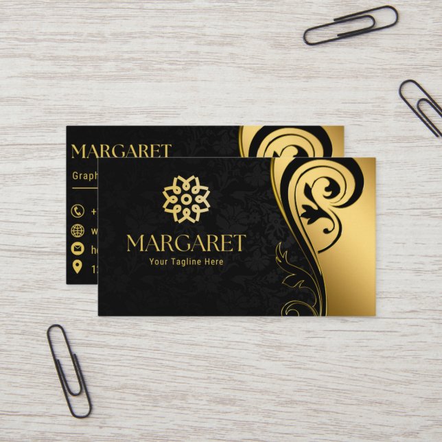 Elegant Black Professional Business Card (Front/Back In Situ)