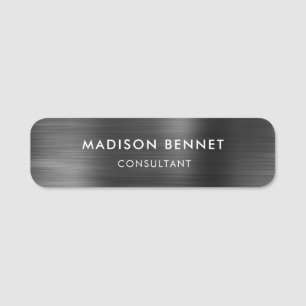 Elegant Black Professional Business Name Tag
