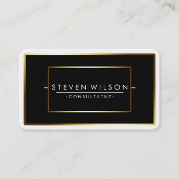 Elegant Black Professional Modern Plain Gold Business Card by tsrao100 at Zazzle
