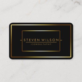 Elegant Black Professional Modern Plain Gold Business Card by tsrao100 at Zazzle