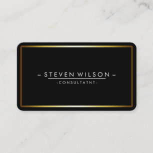 Elegant Black Professional Modern Plain Gold Business Card