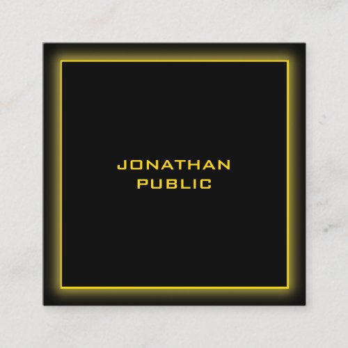 Elegant Black Professional Template Gold Text Square Business Card