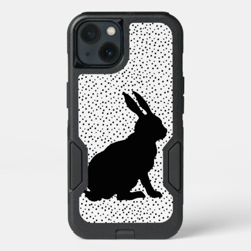 Elegant Black Profile Sitting Rabbit silhouette iPhone 13 Case