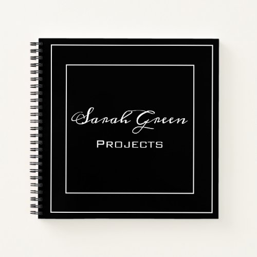 Elegant Black Project Planner Personalised Notebook