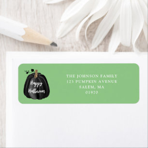 Elegant Black Pumpkin Halloween Gold Label