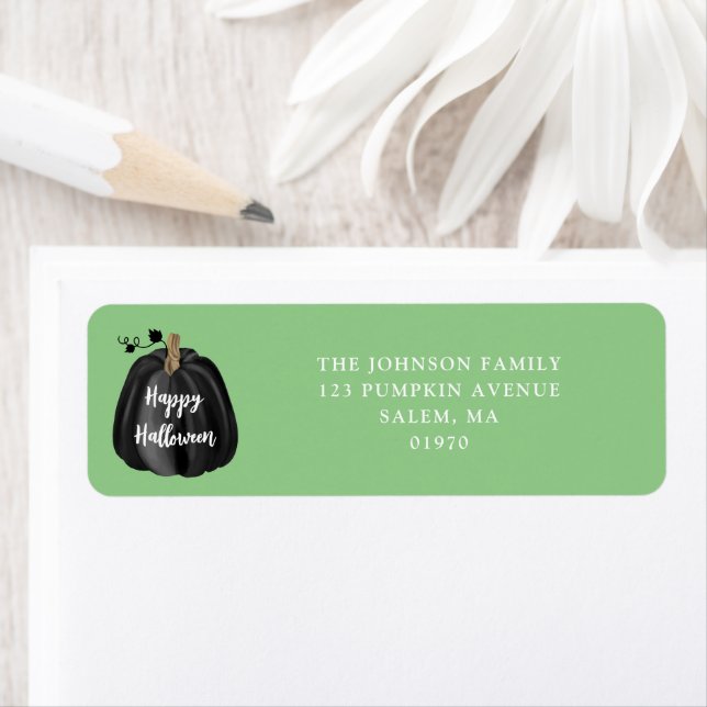 Elegant Black Pumpkin Halloween Gold Label (Insitu)