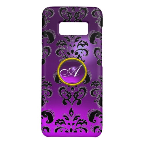 ELEGANT BLACK PURPLE DAMASK GEM MONOGRAM Case_Mate SAMSUNG GALAXY S8 CASE