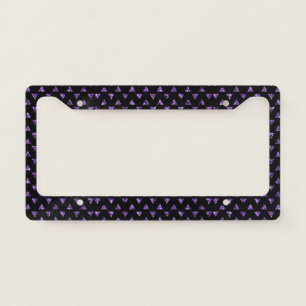 Elegant Black Purple Gem Triangle Sparkle Glam License Plate Frame