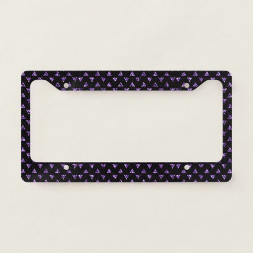 Elegant Black Purple Gem Triangle Sparkle Glam  License Plate Frame