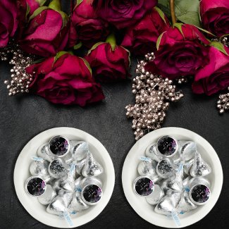 Elegant Black Purple Gothic Floral Skull Wedding