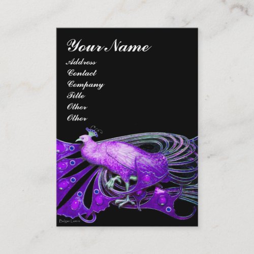 ELEGANT BLACK PURPLE PEACOCK FASHION JEWEL BUSINESS CARD