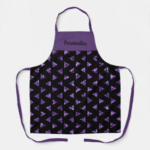 Elegant Black Purple Triangle Gem Girly Apron