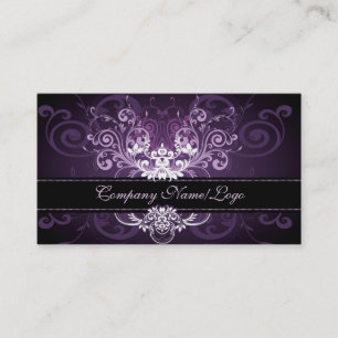 Elegant Black Purple & White Tones Vintage Frame 2 Business Card