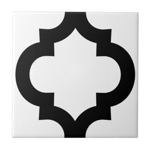 Elegant black quatrefoil tile