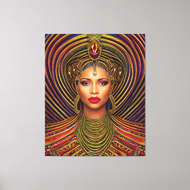 Elegant Black Queen: Art Black History Month Canvas Print (Front)