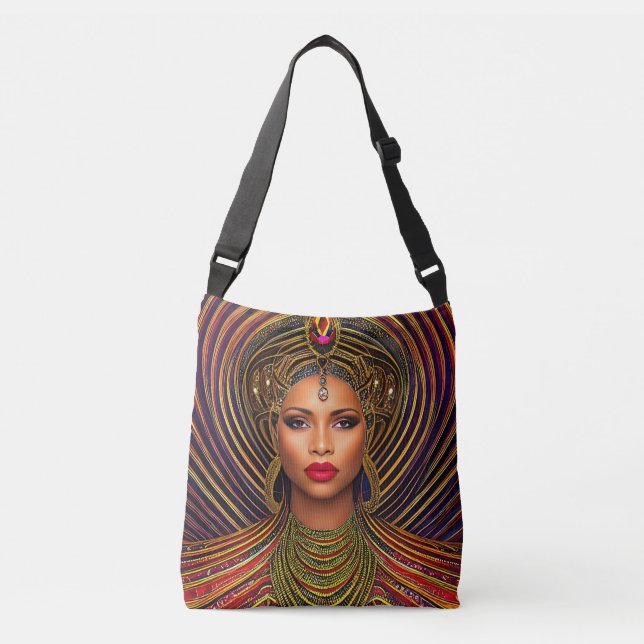 Elegant Black Queen: Art Black History Month Crossbody Bag (Front)