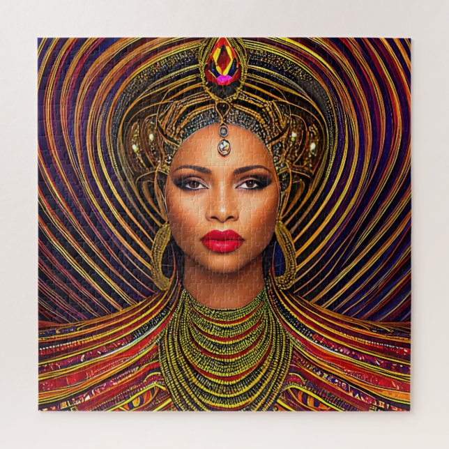 Elegant Black Queen: Art Black History Month Jigsaw Puzzle (Vertical)