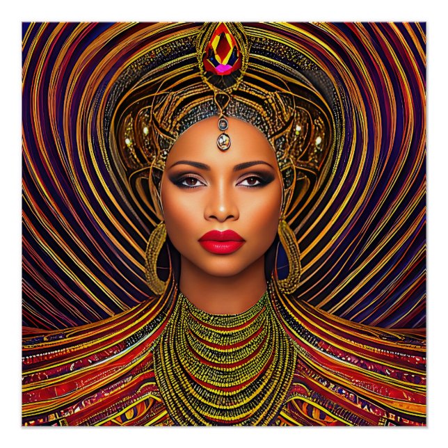 Elegant Black Queen: Art Black History Month Poster (Front)