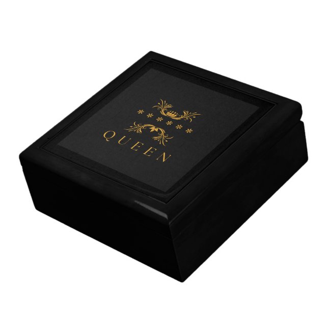 Elegant Black Queen Text and Crown Custom Image  Gift Box (Side)
