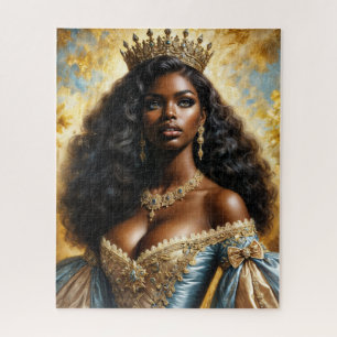 Elegant Black Queen Wearing Crown Jigsaw Puzzle