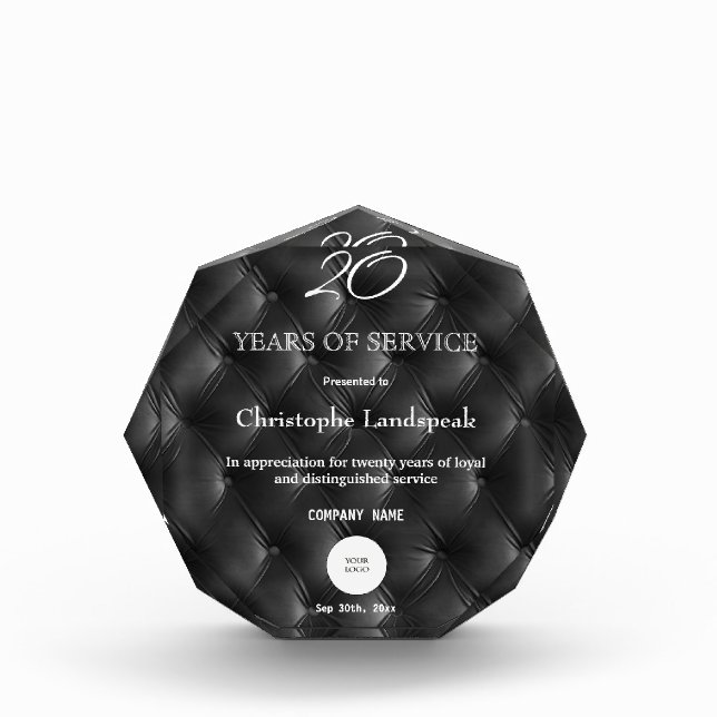 Elegant Black Quilted Pattern Employee Award (Front)
