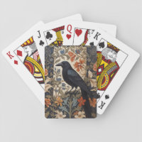 Elegant Black Raven William Morris Inspired Floral Playing Cards