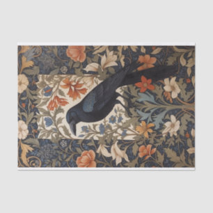 Elegant Black Raven William Morris Inspired Floral Tissue Paper