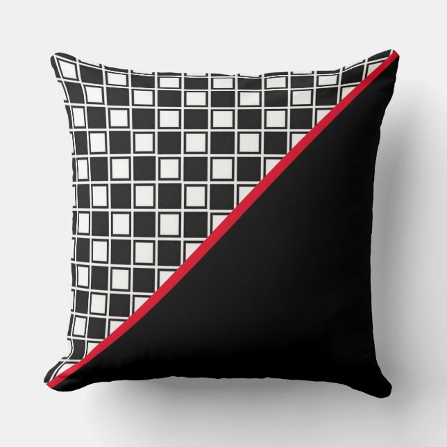 Elegant Black Red and White Throw Pillow (Front)