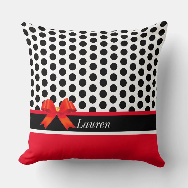 Elegant Black Red and White Throw Pillow (Front)