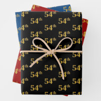 Elegant Black, Red, Blue, Faux Gold 53rd Event # Wrapping Paper Sheets