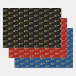 [ Thumbnail: Elegant Black, Red, Blue, Faux Gold 87th Event # Wrapping Paper Sheets ]