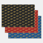 [ Thumbnail: Elegant Black, Red, Blue, Faux Gold 89th Event # Wrapping Paper Sheets ]