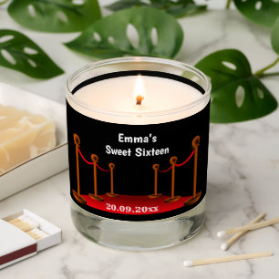 Elegant Black & Red Carpet Hollywood Sweet 16 Scented Candle