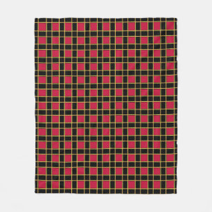 Elegant Black Red Checkered Pattern Fleece Blanket